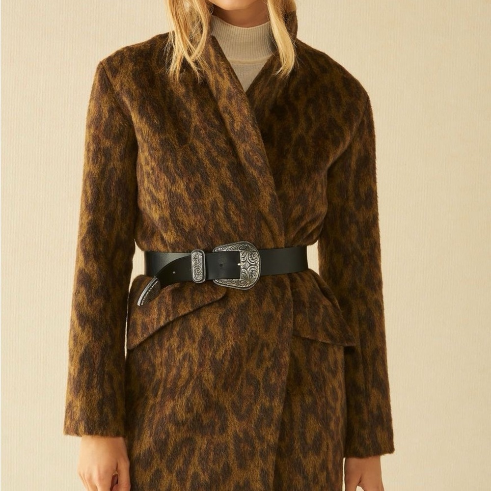 ba&sh Brown Leopard Print Coat